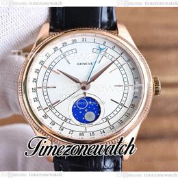 Cellini Aerolite Moon Phase 50535 Reloj de hombre automático de 39 mm Case de oro rosa Diale de cuero NUEVO Relojes Twrx Timonwatch272d