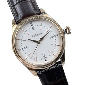 Cellini herenpolshorloge Asia 2813 Mechanisch automatisch horloge Saffierglas Witte wijzerplaat Bruine leren band Roségouden stalen kast Uhr