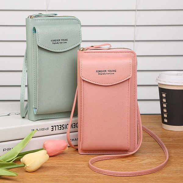 Sacs de téléphone portable mode sac de téléphone portable coréen grande capacité Double couche portefeuille multi-fonction messager pour femmes