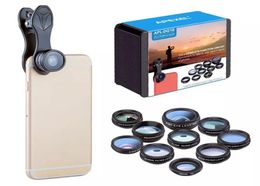 Lentille de téléphone portable 10 dans 1 kits Lentes de caméra de téléphone pêche à l'œil grand angle Macro Lens CPL 2X Télepo pour iPhone 12 11 Pro8192931