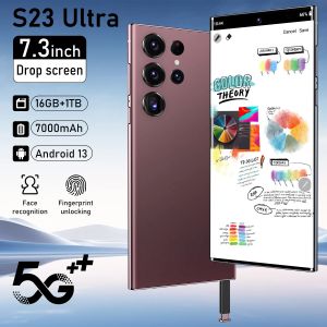 Pholphones Cell S23 Ultra Smartphone 5G 4G 7.3 en pantalla completa 16 GB+1 TB Dual SIM Smart Smart Mobile Mobile Phone Versión global