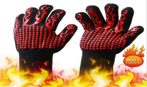 Guantes resistentes al calor de Celsius Guantes de parrilla resistente al calor horno horcario de barbacoa Mittens 500 centígrados Prevención de incendios Bakeware 6120917