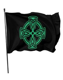 Celtic Cross Knot Irish Shield Warrior 3x5ft Flags 100d Polyester Banniners intérieur Couleur vive de haute qualité avec deux laiton G3028107