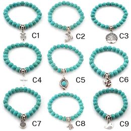 Keltische ontwerp metalen bedel kralen strengen armbanden mode mannen en vrouwen turquoise stijl kralen hand link armband 9 stijlen optionele groothandel