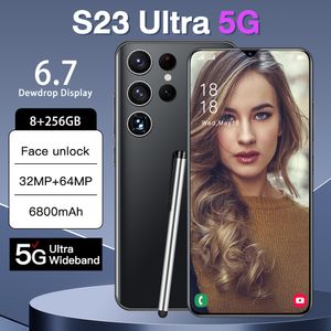 Celar S24 Ultra Phone S23 5G Smartphone Core 6,8 pouces Perforé Perforé Reconnaissance faciale d'empreinte en plein écran 13MP CAMERIE 68 Go 256 Go 1TB