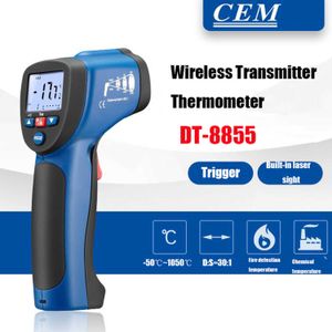 CEM DT-8855 draadloze emissiefunctie twee in één infrarood thermometer zonder contact met een USB-interface-transmissie.