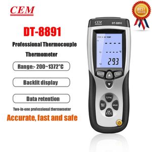 CEM DT-8891 DT-8891E Thermomètres à thermocouple Affichage rétroéclairé Thermomètre industriel infrarouge de type K USB connecté à l'ordinateur.