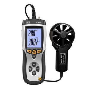 CEM DT-8893 CMM/CFM 0-30 m/s medidor de velocidad del viento dirección flujo de aire o velocidad más anemómetro Digital de viento de temperatura ambiente