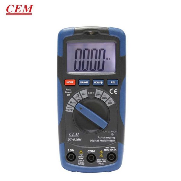 Multímetro Digital CEM DT-916N, probador profesional de resistencia de voltaje de corriente, potencia de prueba de temperatura de frecuencia de capacitancia.