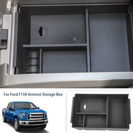 Console centrale organisateur insérer ABS noir matériaux plateau accoudoir boîte stockage secondaire pour Ford F150 2011-2014 accessoires de voiture