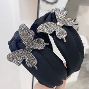 Center Knot Headwear Wide Head Hoop For Hair Accessories Fashion Women Headband Top Quality Butterfly Rhinestone Hairband