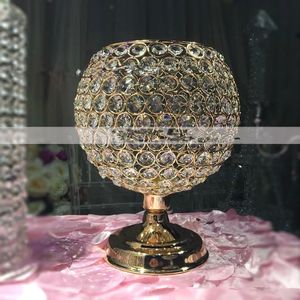 Centerpieces voor Bruiloft Tafel Crystal Balls Fashion Design Golden Table Stand