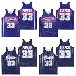 Central Arkansas Bears Jerseys College Basketball Scottie Pippen 33 Moive University Hiphop Ademend team Navy blauw Purple Pure Cotton Sport Men Retro -uniform