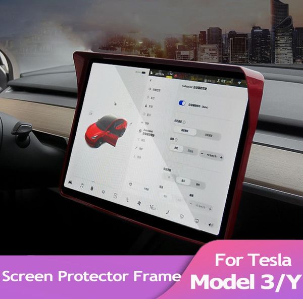 Centraire d'écran de console centrale Cadre pour Tesla Modèle 3 Y Accessoires de voiture Modèle3 Contrôle modéré Salle tactile Sunshade Cover4782890