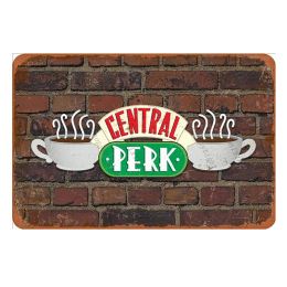 Central Perk Retro Retro Tin Sign Vintage Plaque Decoración de pared de placa para Bar Cafe Garden Oficina Hotel Metal Plate Decoración de pared