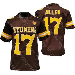 CeoA3740 2021 College Wyoming Jersey 17 Josh Allen Nuevo NCAA Café blanco Bordado Todo cosido Adulto Juventud