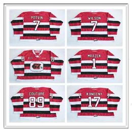 CeoC202 Custom CHL Ottawa 67s Jersey Hockey 1 petr mrazek 17 travis konecny 89 Logan Couture 7 Potvin Wilson Cousu OHL CCM Chandails de Hockey Rouge