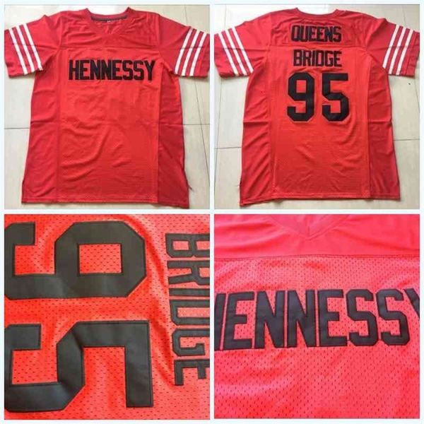 CeoC202 Cousu Prodigy 95 Hennessy Queens Bridge Film Maillot de Football Rouge Double Cousu Maillots de Football Double Cousu Nom et Numéro