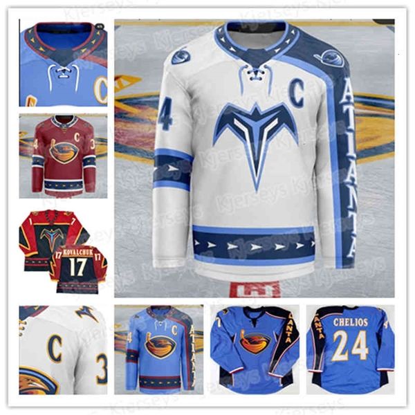 CeoCustom Vintage 17 Maillots de hockey Ilya Kovalchuk Atlanta Thrashers 15 Dany Heatley 39 Tobias Enstrom 16 Marian Hossa Ice Jersey Taille S-XXXL