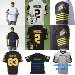 CeoMit 2018 New Style 2 Johnny Manziel Hamilton Tiger Cats Jersey Hommes Femmes Jeunesse 100% Broderie cousue Maillots de football