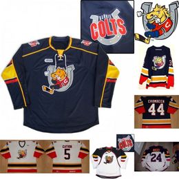 Maillot CeoMit Barrie Colts 2 Rocky Kaura 5 Cation 16 Cook 18 Rick Hwodeky 20 Adrian Carbonara 24 Fab Ricci 32 Smith 44 Chandails de hockey Crombeen