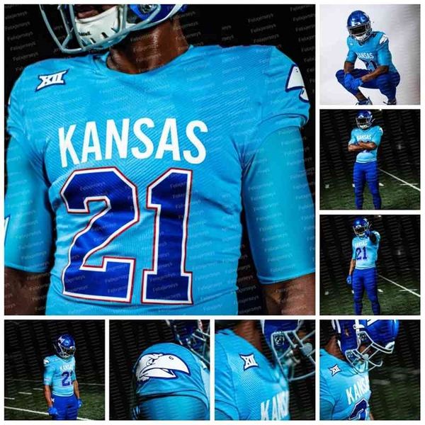 CeoThr Kansas Jayhawks NCAA Camiseta de fútbol americano universitario Jason Bean Jalon Daniels Ben Easters Miles Fallin Conrad Hawley Preston Kendrick Jack Codwell