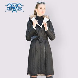 CePrask Design Spring herfst dunne dames jassen met riem jas gemoedsklier middellange knie lengte xlong plus maat 6xl parka 201027
