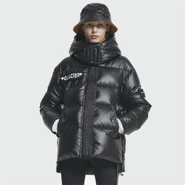 CePrask Nieuwe Winter Jacket Dames Hoge kwaliteit Hulpkleuren Geïsoleerde Puffy Cock kraag Parka Loose Cut Outdarnen 201109