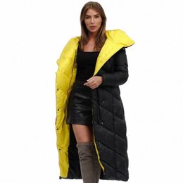 Ceprask Nueva chaqueta de plumón para mujer Parkas de invierno Outwear con capucha Abrigo acolchado femenino Lg Tamaño grande Cálido Cott Ropa clásica W12E #