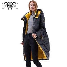 CEPRSK hiver nouvelle doudoune femmes Parka haute qualité épais coton mode longue contraste couleur manteau d'hiver survêtement 201217