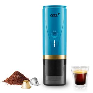 Cera+machine à café électrique auto-chauffante portable Espresso, pression de 20 bars compatible avec les dosettes NS et le café moulu, adaptée aux voyages, au camping, au bureau,