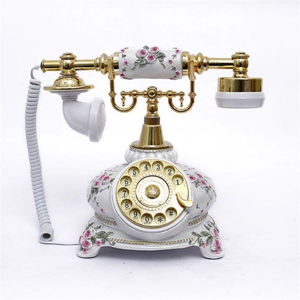 Téléphone Antique en céramique avec Style Vintage et téléphone de bureau Rose en relief blanc pour salon Decor234O