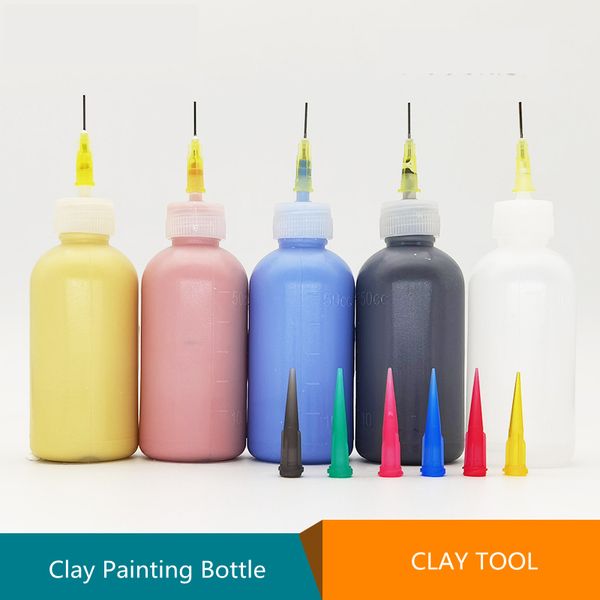 Ceramic Art Squeeze Clay Painting Bottle Multi-Needle Point Line Texture Effet Creative DIY Pottery Painting Tool 50ml