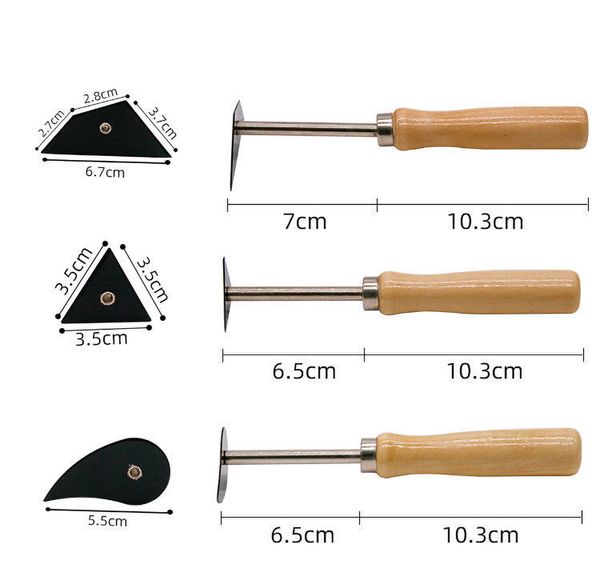 Triangle d'art en céramique couteau couteau 3 pièces en céramique d'art d'art outil de dessin outil d'outil d'outil de moisissure outil de réparation