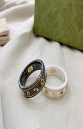 Keramische band G Letterringen voor vrouwen Men Sieraden Gold Ring Designer Side Stone Unisex Ceramics Luxury merkontwerp Fashion Paar3140108