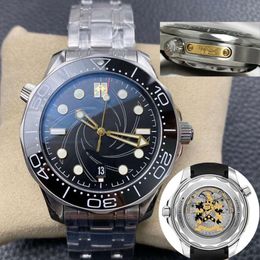 Lunette en céramique montre de luxe de qualité supérieure 50e limitée hommes montres automatiques mouvement mécanique bleu 300 montres-bracelets Wistwatch260x