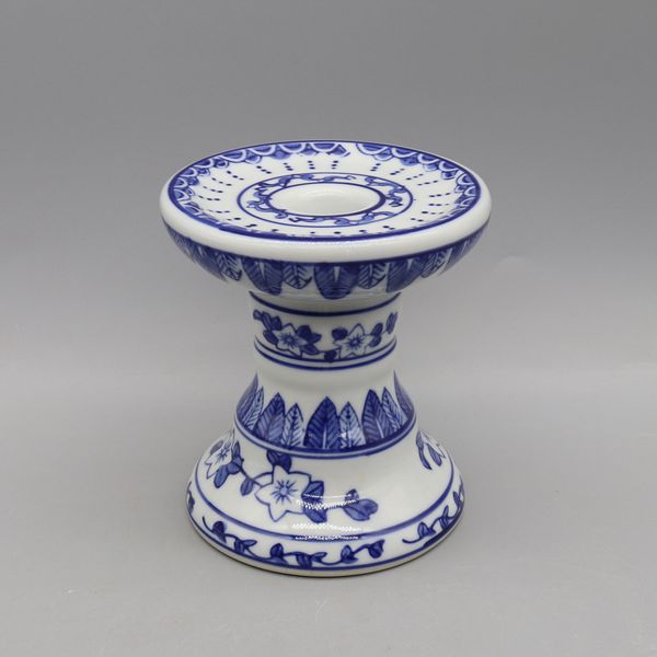 Bougeoir en céramique, céramique bleue et blanche, accessoire de table, décoration de la maison