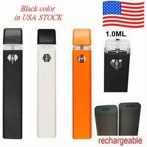 1,0 ml oplaadbare wegwerp vape-pen VS VOORRAAD E-sigarettenapparaat 280 mah batterij lege vaporizer pennen cartridge Diamond View Window OEM beschikbaar 200 stks / doos