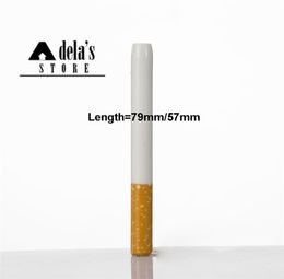 Céramique Cigarette Hitter Pipe 79mm 57mm Jaune Filtre Couleur Cig Forme Fumée Pipes À Tabac Herb One Bat Portable DHL 1203525108