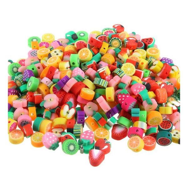 Céramique, argile, porcelaine 300pcs / lot bijoux de bricolage perles d'argile polymère pièces de fruits mélange conception bracelet accessoire faisant des bijoux en vrac Bea Dhqzc