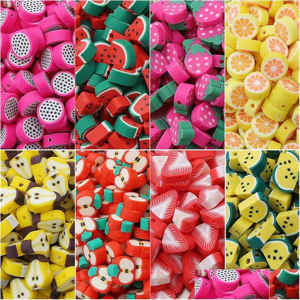 Céramique Argile Porcelaine 30 Pcs / Lot 10 Mm Perles De Fruits En Argile Polymère Perle Entretoise Couleur Mixte Polymerclay Charmes Pour La Fabrication De Bijoux Diy B Dhdcr