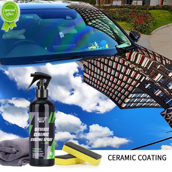 Revêtement céramique pour peinture automobile HGKJ S6, Spray de cire cristal, liquide Nano hydrophobe polymère oléophobe, Anti-pluie, soins de voiture