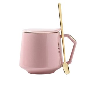 Ensembles de tasses à café en céramique avec couvercle cuillère tasse à thé créative multi couleurs tasse à eau avec poignée et couvercle logo personnalisé