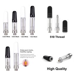 ATOMISSEURS DE COLIQUE Céramique Cartes de vape 0,5 ml 1,0 ml Capacité Blanc Couleurs noir tout verre D8 D9 chariot en verre d'huile épais