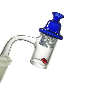 Ensemble de banger à quartz biseauté sans couture de 25 mm avec perles de verre et capuchon de carburateur - Soudure complète 10 mm 14 mm joint mâle fond de 4 mm d'épaisseur