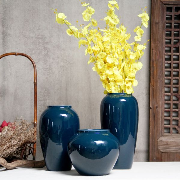 Vase de comptoir en céramique vitrée jingdezhen argile arrangement floral moderne chinois européen salon hôtel villa