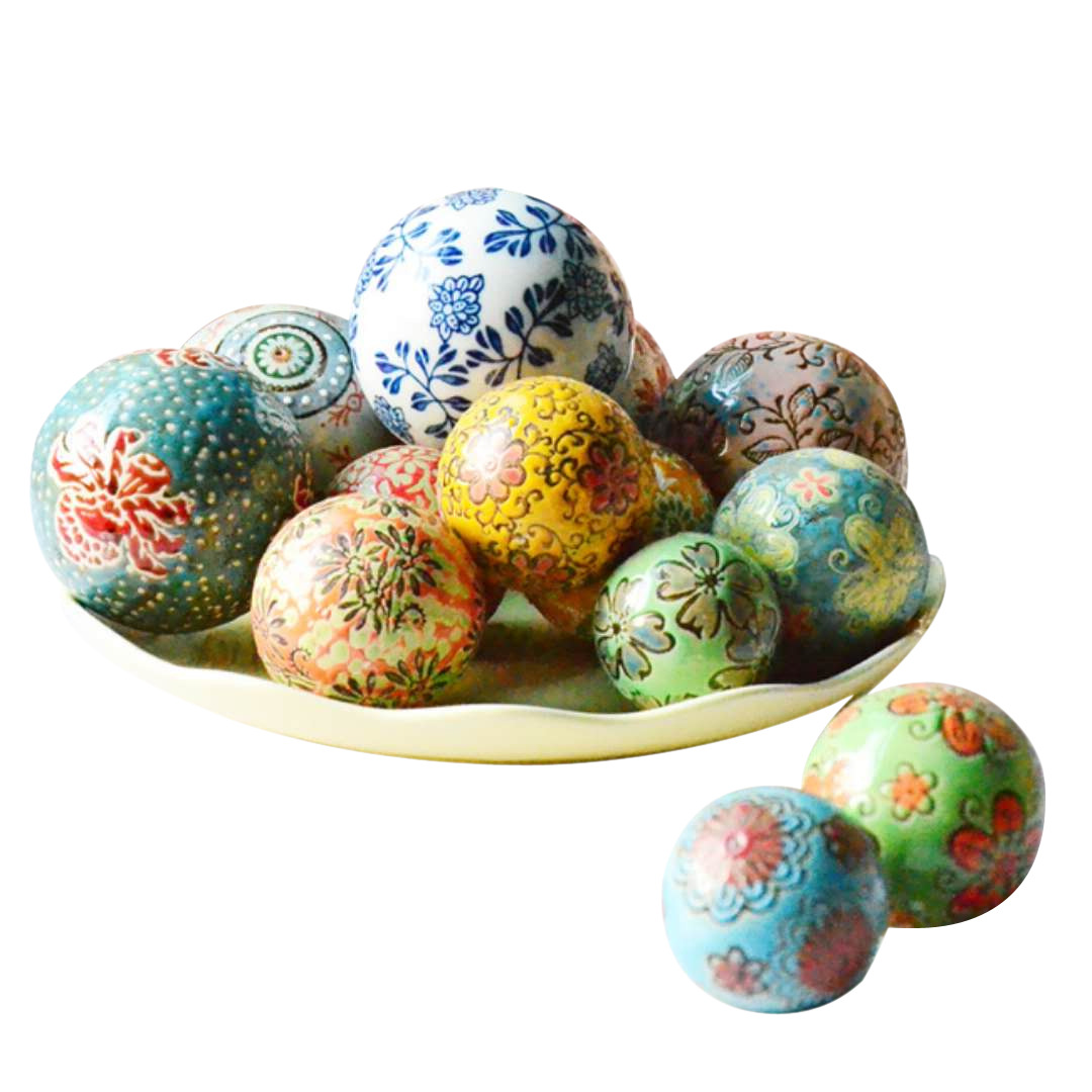 Ornamenti decorativi in ceramica Palla galleggiante in ceramica 5 dimensioni Ornamenti artigianali colorati Pietra da massaggio