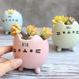 Pot de fleur en céramique chat mignon pots de plantes succulentes vase simulation jardinières pour plantes d'intérieur pots de dessin animé animal décoration de la maison 240320