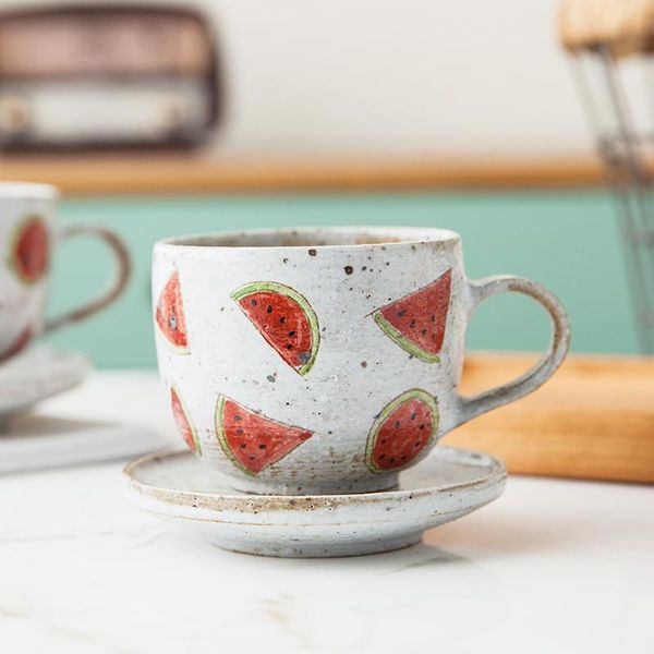 Tasse à café drôle en céramique fleur mignonne Kawaii expresso réutilisable voyage Style japonais Kubek Ceramiczny et soucoupe BL50BD tasses soucoupes