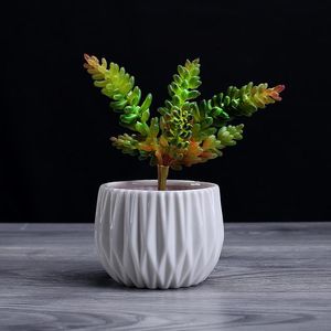 Pot de fleurs en céramique à rayures géométriques, récipient Simple pour plantes succulentes, jardinières vertes, petits Pots à bonsaï, décoration de bureau pour la maison